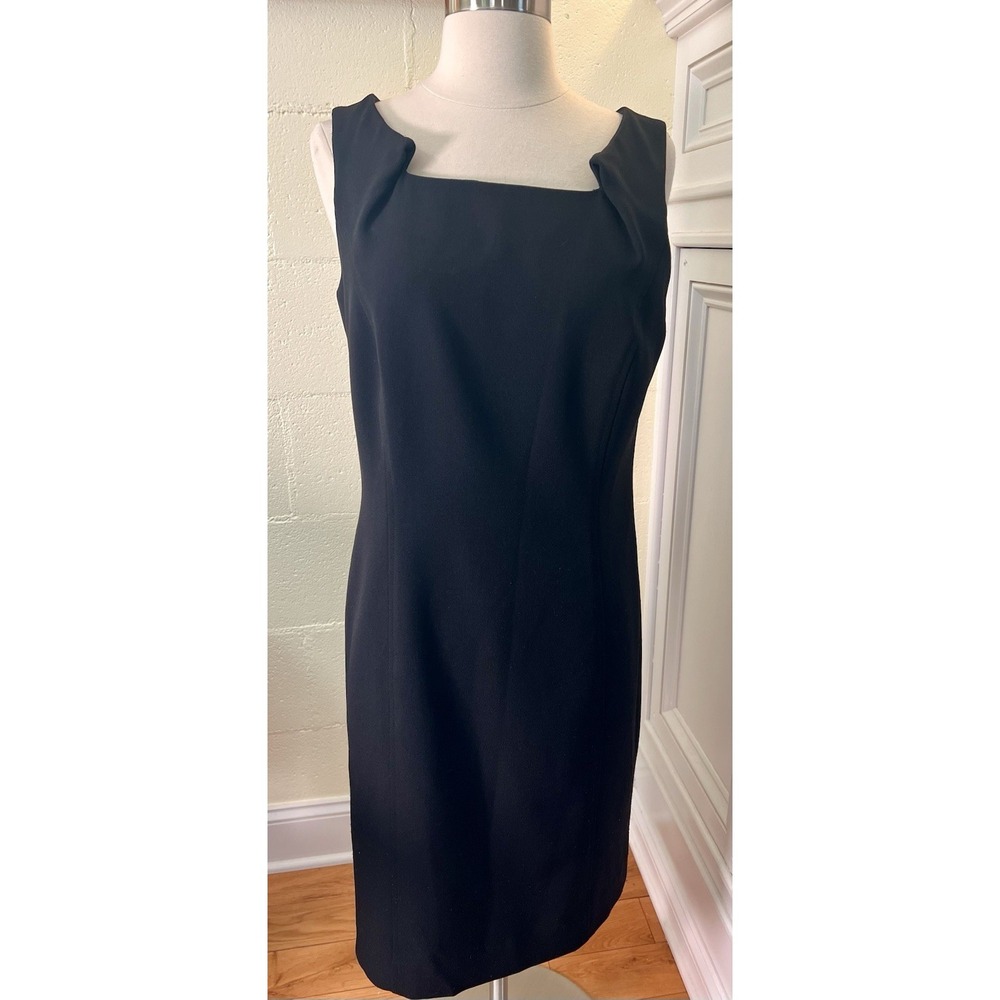 TwinHill Mary Kay Ponte Knit Sheath Dress Women 6T Black Sleeveless Career